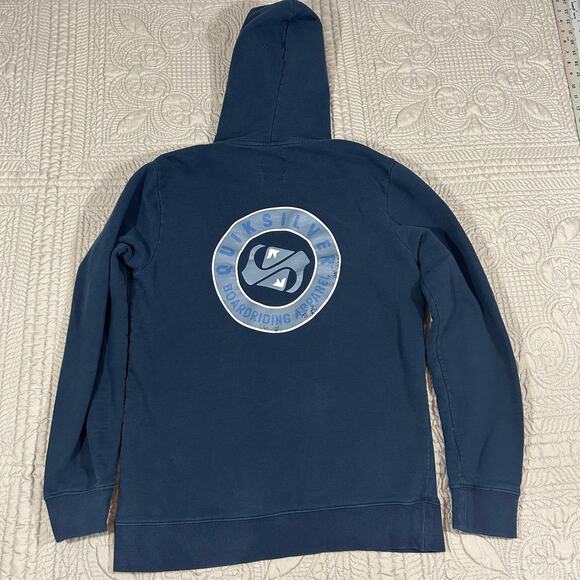 Quiksilver Men's M Hoodie Blue Poly Cotton Blend Quiksilver Boardriding Apparel - Picture 4 of 11